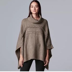 Simply Vera Vera Wang Mixed Cable Poncho Sweater Plus Size XL/XXL